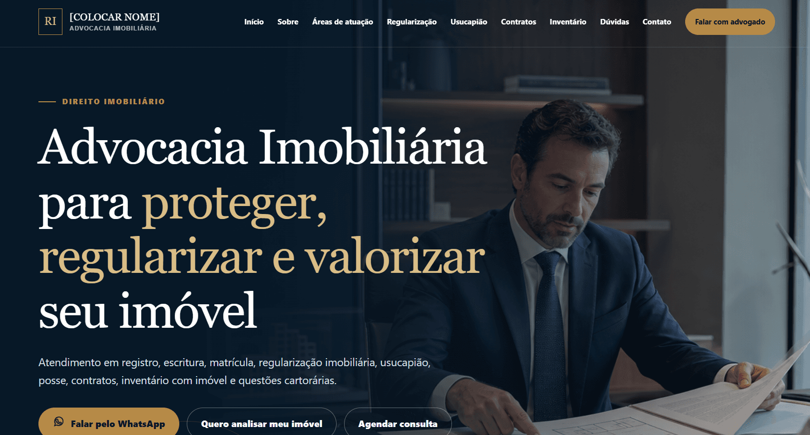 Site demonstrativo de advocacia imobiliária