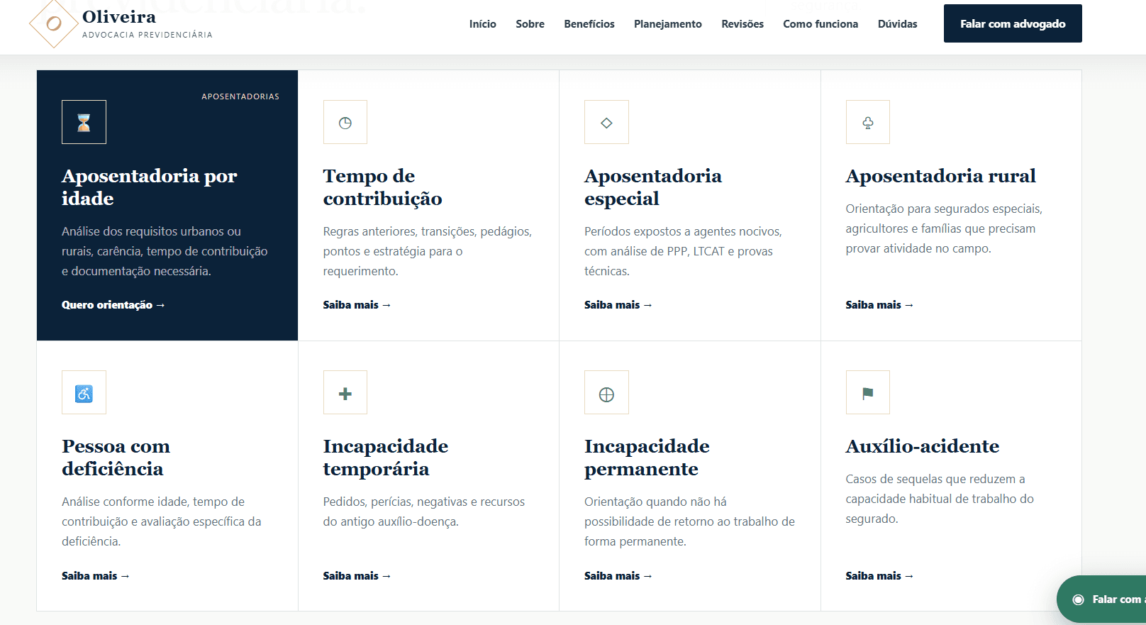 Site demonstrativo de advocacia previdenciária
