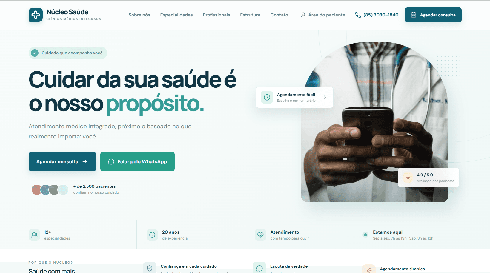 Site demonstrativo de clínica médica com agendamento de consultas