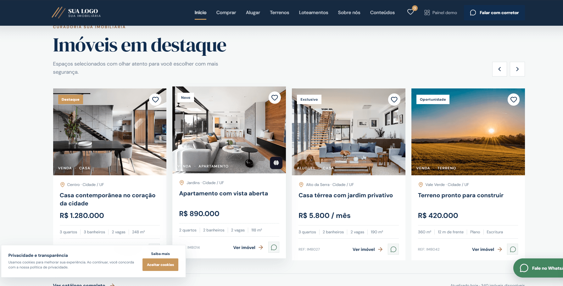 Site demonstrativo de imobiliária